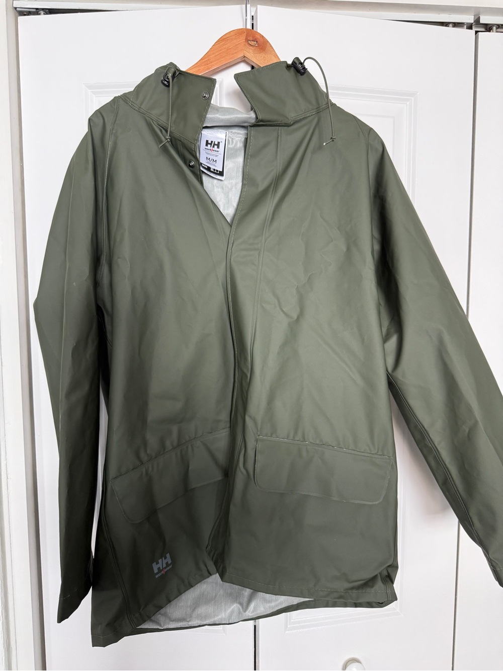 Helly Hansen Olive Hooded Waterproof Rain Jacket